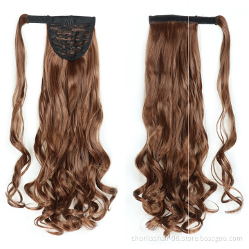 Best Selling Silky Natural Color Long Water Wave Organic Ponytail Attachment Synthetic Afro Kinky Curly Ponytail Hair Extensions